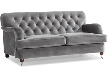Howard Riviera Soffgrupp 3-sits + 2-sits Soffa + Fåtölj + Fotpall i Sammet - Ljusgrå - Möbler - Soffa - Soffgrupp - Howard soffgrupp