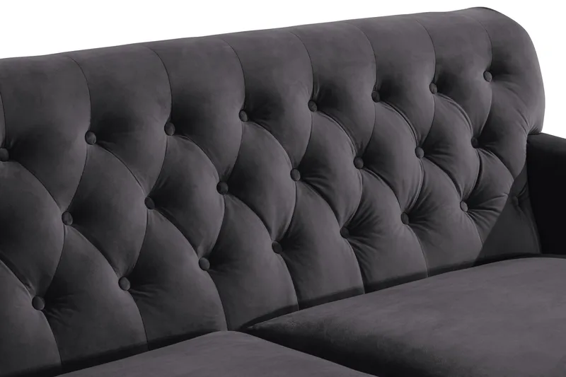 Howard Riviera Soffgrupp 3-sits + 2-sits Soffa + Fåtölj + Fotpall i Sammet - Mörkgrå - Möbler - Soffa - Soffgrupp - Howard soffgrupp