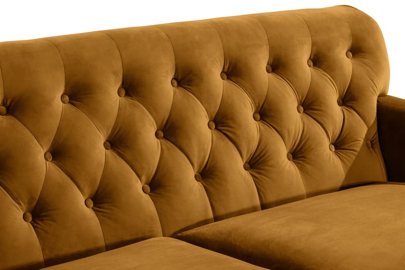 Howard Riviera Soffgrupp 3-sits + 2-sits Soffa + Fåtölj + Fotpall i Sammet - Mörkgul - Möbler - Soffa - Soffgrupp - Howard soffgrupp