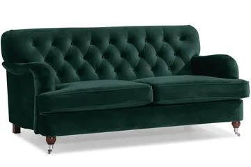 Howard Riviera Soffgrupp Svängd 3-sits + 2-sits Soffa + Fåtölj + Fotpall i Sammet - Grön - Möbler - Soffa - Soffgrupp - Howard soffgrupp