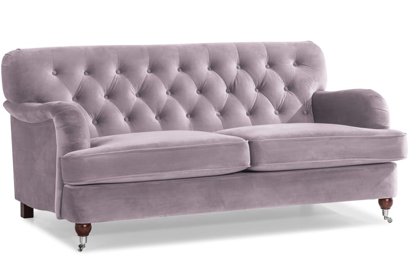 Howard Riviera Soffgrupp Svängd 3-sits + 2-sits Soffa + Fåtölj + Fotpall i Sammet - Lila - Möbler - Soffa - Soffgrupp - Howard soffgrupp