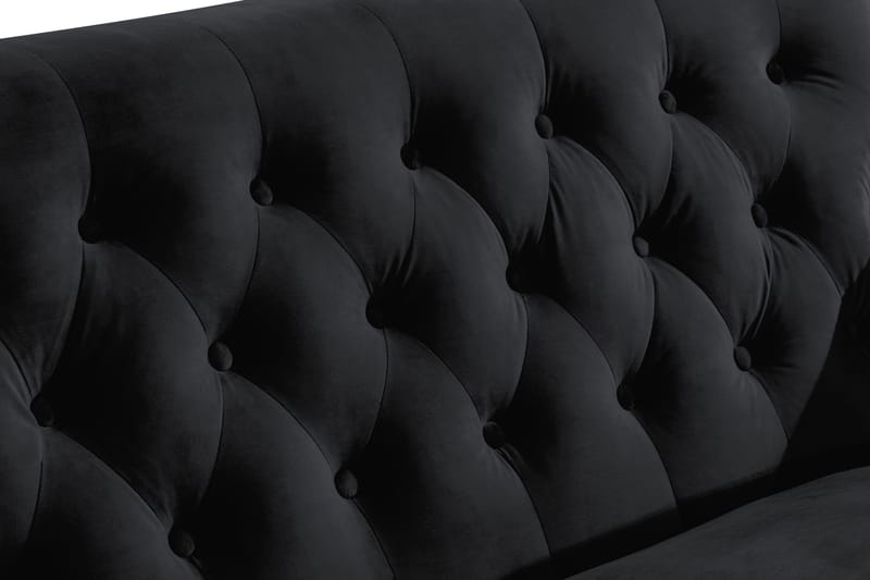 Howard Riviera Soffgrupp Svängd 3-sits + 2-sits Soffa + Fåtölj + Fotpall i Sammet - Svart - Möbler - Soffa - Soffgrupp - Howard soffgrupp