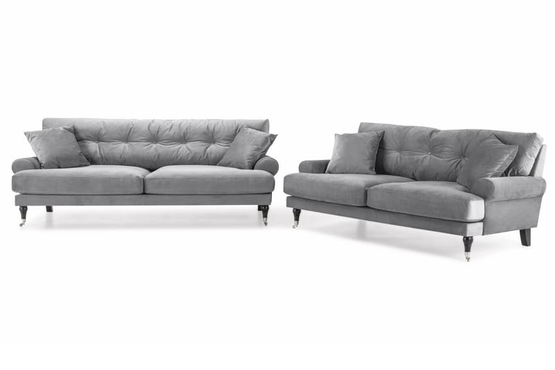 Andrew 3-sits Sammetssoffa - Ljusgrå - Möbler - Soffa - Soffgrupp - Howard soffgrupp