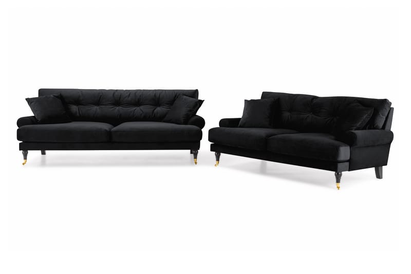 Andrew 3-sits Sammetssoffa - Svart - Möbler - Soffa - Soffgrupp - Howard soffgrupp
