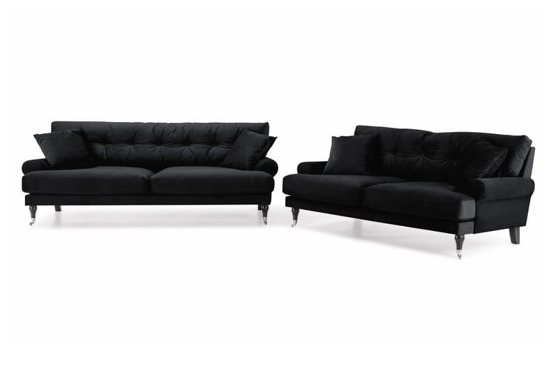 Andrew 3-sits Sammetssoffa - Svart - Möbler - Soffa - Soffgrupp - Howard soffgrupp