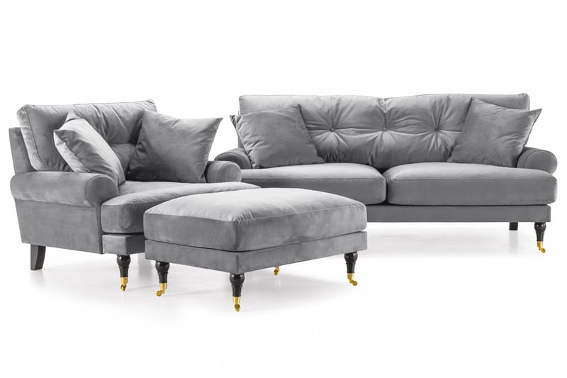 Andrew Soffgrupp 2+1 Sammet - Ljusgrå - Möbler - Soffa - Soffgrupp - Howard soffgrupp