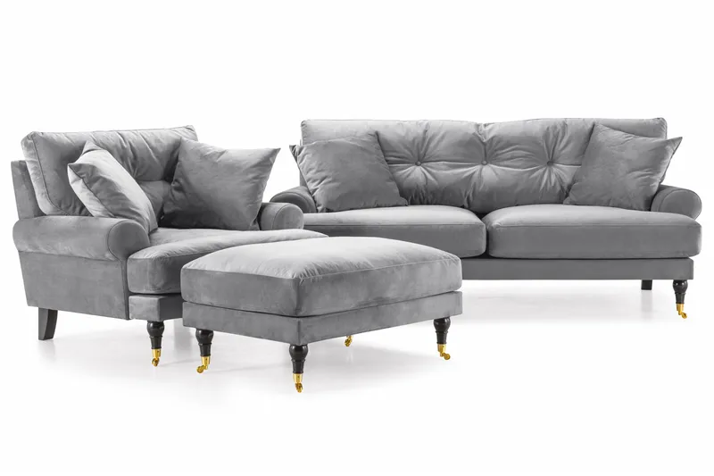 Andrew Soffgrupp 2+1 Sammet, Ljusgrå