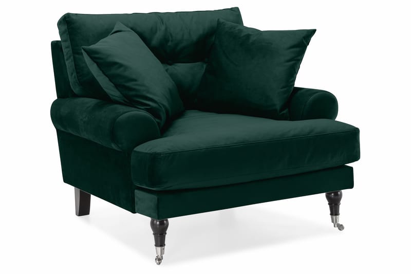 Andrew Soffgrupp 2-sits Soffa + Fåtölj + Fotpall i Sammet - Grön - Möbler - Soffa - Soffgrupp - Howard soffgrupp