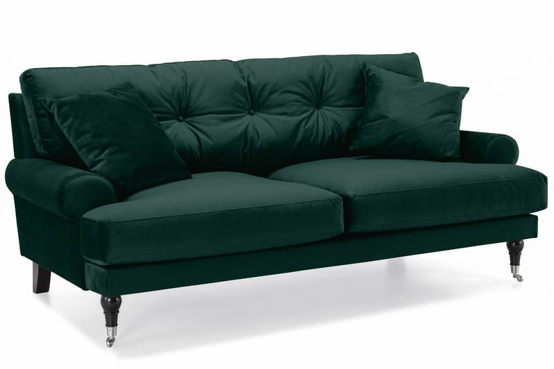 Andrew Soffgrupp 2-sits Soffa + Fåtölj + Fotpall i Sammet - Grön - Möbler - Soffa - Soffgrupp - Howard soffgrupp