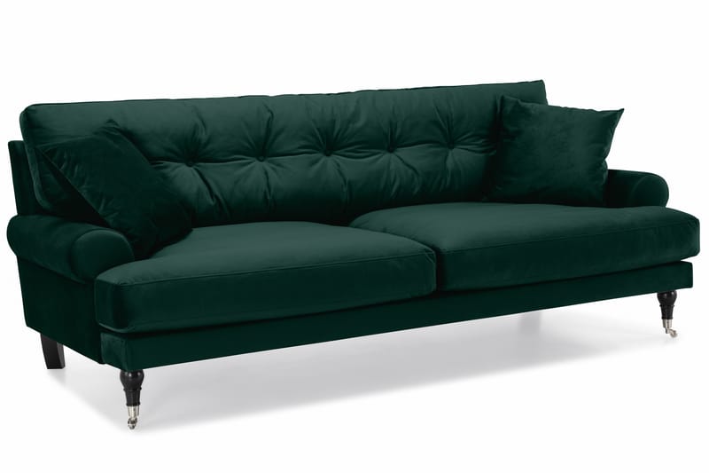 Andrew Soffgrupp 2-sits Soffa + Fåtölj + Fotpall i Sammet - Grön - Möbler - Soffa - Soffgrupp - Howard soffgrupp