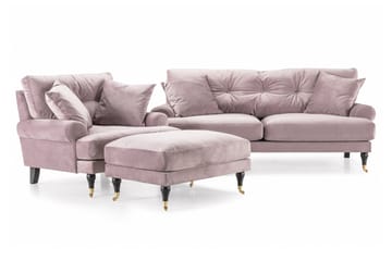 Andrew Soffgrupp 2-sits Soffa + Fåtölj + Fotpall i Sammet