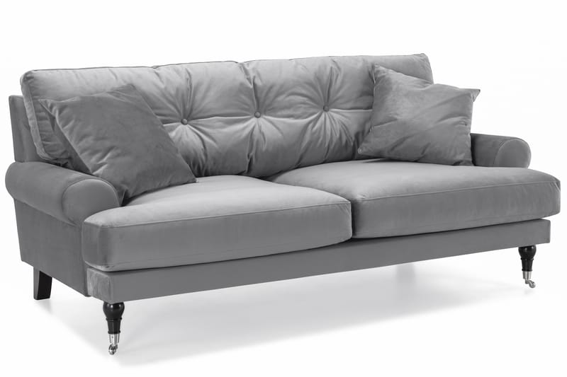 Andrew Soffgrupp 2-sits Soffa + Fåtölj + Fotpall i Sammet - Ljusgrå - Möbler - Soffa - Soffgrupp - Howard soffgrupp