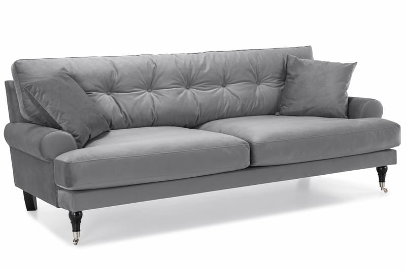 Andrew Soffgrupp 2-sits Soffa + Fåtölj + Fotpall i Sammet - Ljusgrå - Möbler - Soffa - Soffgrupp - Howard soffgrupp