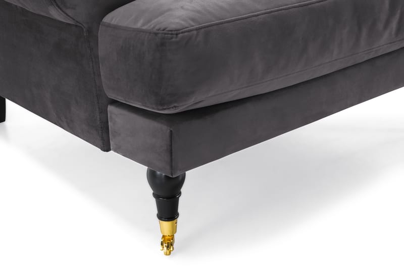 Andrew Soffgrupp 2-sits Soffa + Fåtölj + Fotpall i Sammet - Mörkgrå - Möbler - Soffa - Soffgrupp - Howard soffgrupp