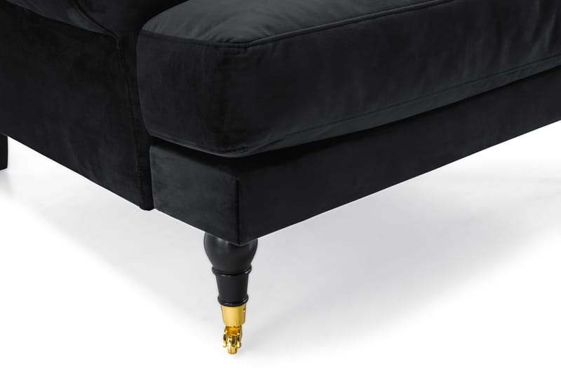 Andrew Soffgrupp 2-sits Soffa + Fåtölj + Fotpall i Sammet - Svart - Möbler - Soffa - Soffgrupp - Howard soffgrupp