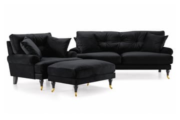 Andrew Soffgrupp 2-sits Soffa + Fåtölj + Fotpall i Sammet