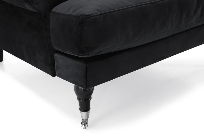 Andrew Soffgrupp 2-sits Soffa + Fåtölj + Fotpall i Sammet - Svart - Möbler - Soffa - Soffgrupp - Howard soffgrupp