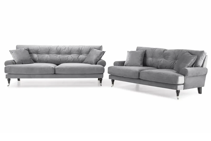 Andrew Soffgrupp 3+2 Sammet - Ljusgrå - Möbler - Soffa - Soffgrupp - Howard soffgrupp