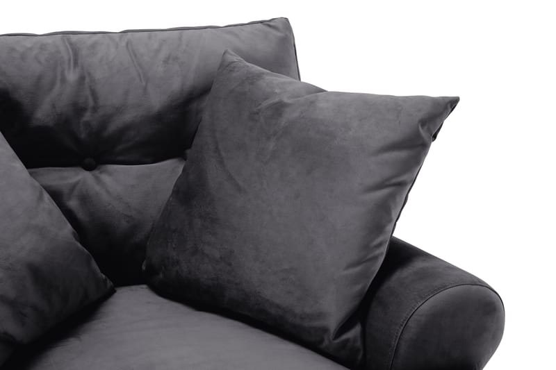 Andrew Soffgrupp 3-sits + 2-sits Soffa + Fåtölj + Fotpall i Sammet - Mörkgrå - Möbler - Soffa - Soffgrupp - Howard soffgrupp