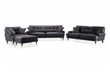 Andrew Soffgrupp 3-sits + 2-sits Soffa + Fåtölj + Fotpall i Sammet
