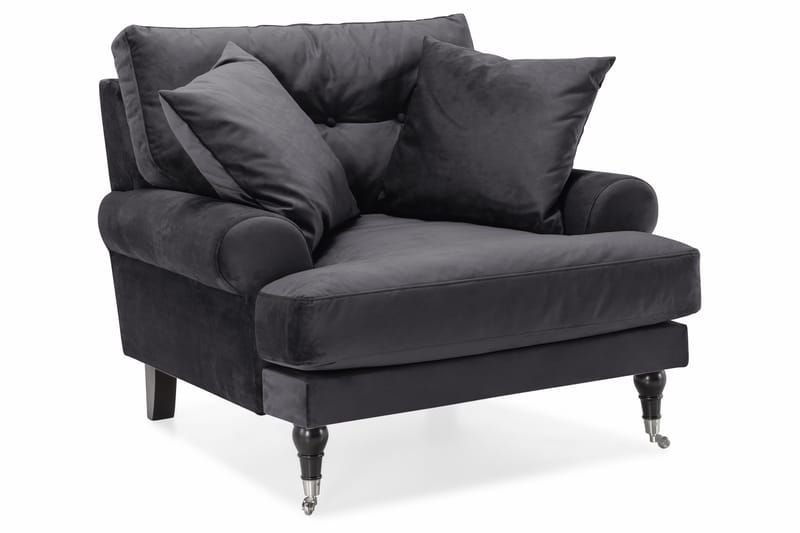 Andrew Soffgrupp 3-sits + 2-sits Soffa + Fåtölj + Fotpall i Sammet - Mörkgrå - Möbler - Soffa - Soffgrupp - Howard soffgrupp