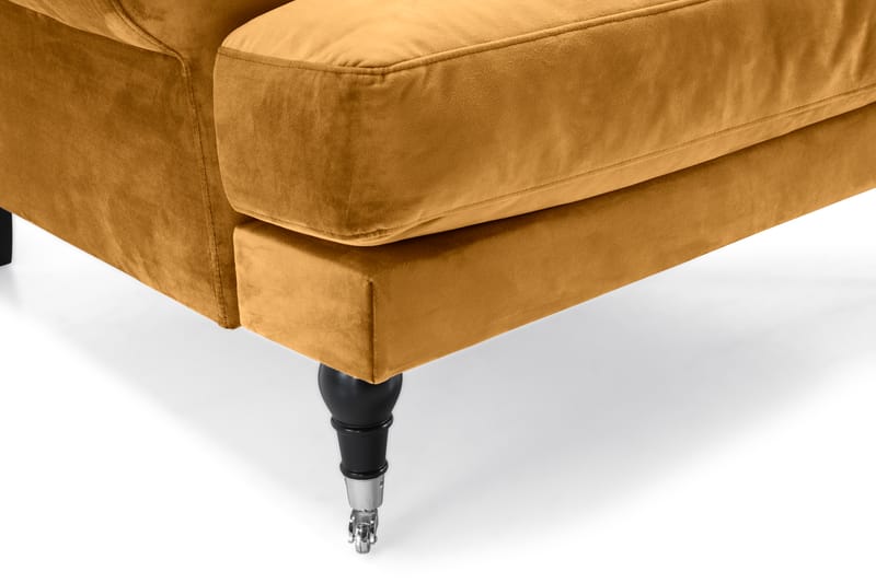 Andrew Soffgrupp 3-sits + 2-sits Soffa + Fåtölj + Fotpall i Sammet - Mörkgul - Möbler - Soffa - Soffgrupp - Howard soffgrupp