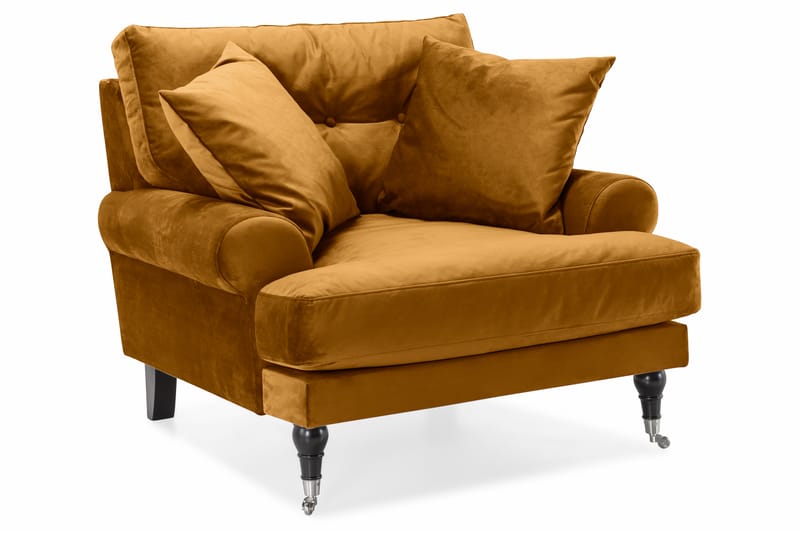 Andrew Soffgrupp 3-sits + 2-sits Soffa + Fåtölj + Fotpall i Sammet - Mörkgul - Möbler - Soffa - Soffgrupp - Howard soffgrupp