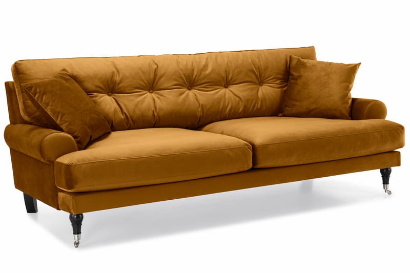 Andrew Soffgrupp 3-sits + 2-sits Soffa + Fåtölj + Fotpall i Sammet - Mörkgul - Möbler - Soffa - Soffgrupp - Howard soffgrupp