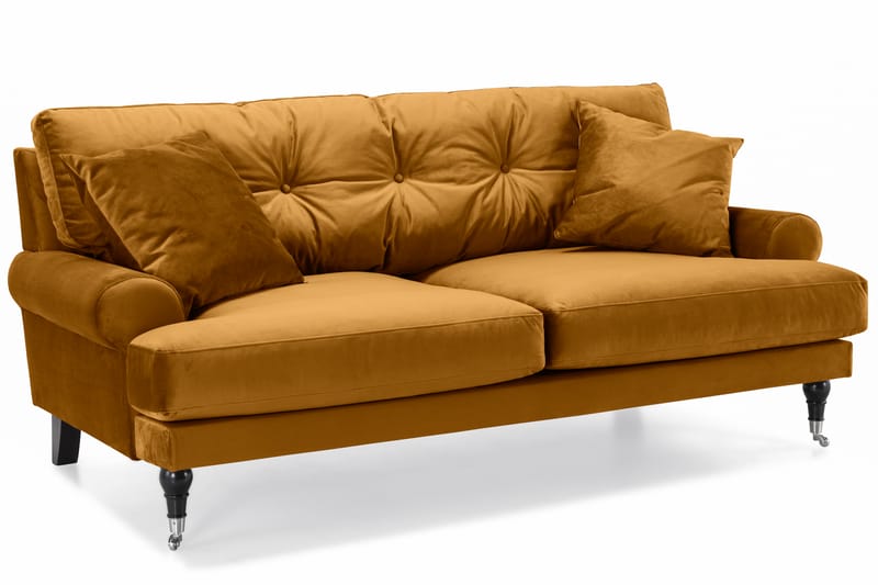 Andrew Soffgrupp 3-sits + 2-sits Soffa + Fåtölj + Fotpall i Sammet - Mörkgul - Möbler - Soffa - Soffgrupp - Howard soffgrupp