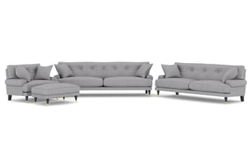 Andrew Soffgrupp 3-sits + 2-sits Soffa + Fåtölj + Fotpall i Tyg