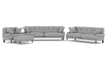 Andrew Soffgrupp 3-sits + 2-sits Soffa + Fåtölj + Fotpall i Tyg