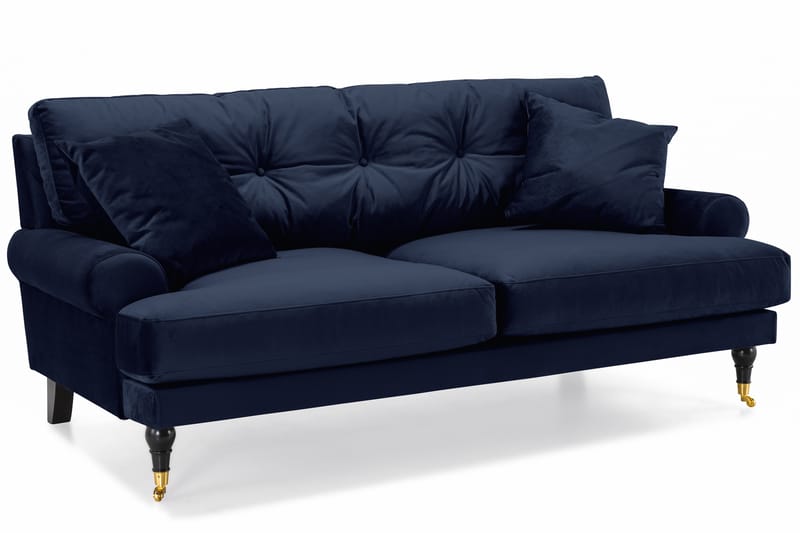 Andrew Soffgrupp 3-sits Soffa + Fåtölj + Fotpall i Sammet - Blå - Möbler - Soffa - Soffgrupp - Howard soffgrupp