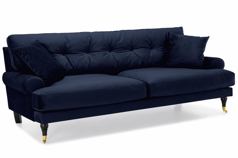 Andrew Soffgrupp 3-sits Soffa + Fåtölj + Fotpall i Sammet - Blå - Möbler - Soffa - Soffgrupp - Howard soffgrupp
