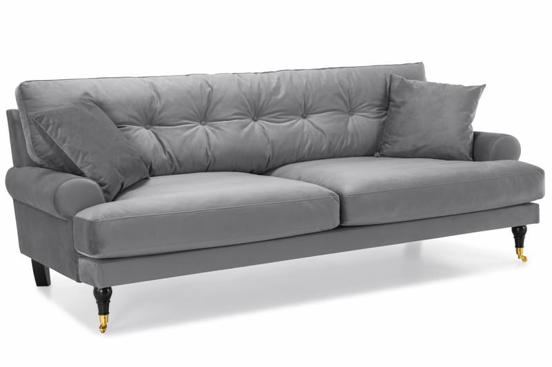 Andrew Soffgrupp 3-sits Soffa + Fåtölj + Fotpall i Sammet - Ljusgrå - Möbler - Soffa - Soffgrupp - Howard soffgrupp