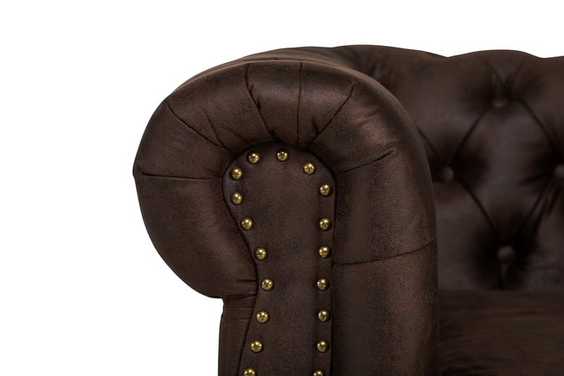 Chesterfield Deluxe Soffgrupp 2-sits+Fåtölj+Fotpall - Mörkbrun - Möbler - Soffa - Soffgrupp - Howard soffgrupp