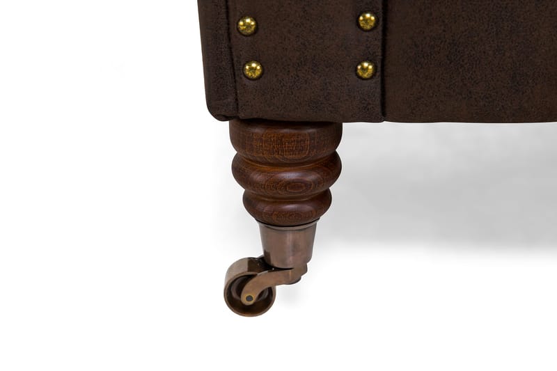 Chesterfield Deluxe Soffgrupp 2-sits+Fåtölj+Fotpall - Mörkbrun - Möbler - Soffa - Soffgrupp - Howard soffgrupp