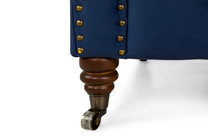 Chesterfield Deluxe Soffgrupp 2-sits+Fåtölj+Fotpall Sammet - Petrolblå - Möbler - Soffa - Soffgrupp - Howard soffgrupp