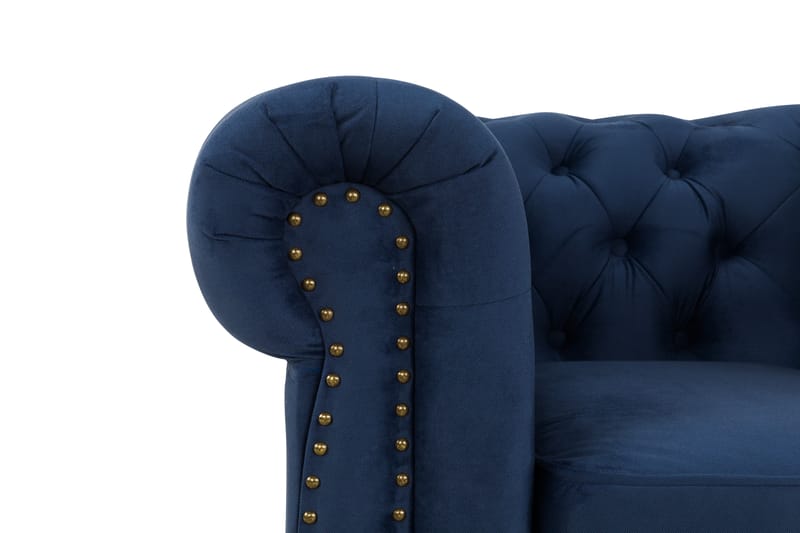 Chesterfield Deluxe Soffgrupp 2-sits+Fåtölj+Fotpall Sammet - Petrolblå - Möbler - Soffa - Soffgrupp - Howard soffgrupp