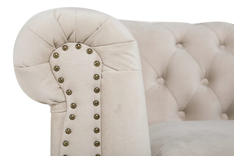 Chesterfield Deluxe Soffgrupp 3-sits+Fåtölj+Fotpall Sammet - Beige - Howard soffgrupp