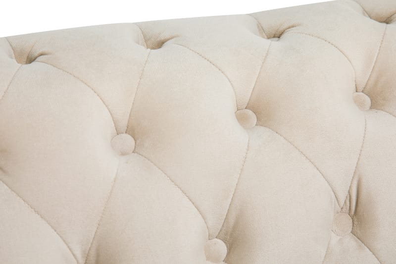 Chesterfield Deluxe Soffgrupp 3-sits+Fåtölj+Fotpall Sammet - Beige - Howard soffgrupp