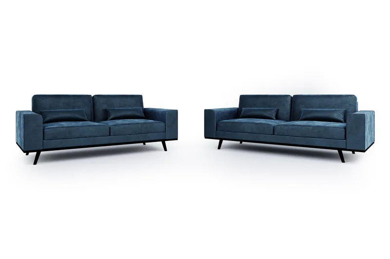 Copenhagen Soffgrupp 3-sits + 2-sits Sammetssoffa, Blå