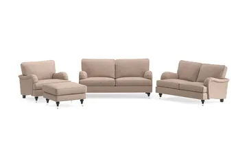 Howard Classic Soffgrupp 2-sits + Liten 2-sits Soffa + Fåtölj + Fotpall i Tyg