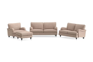 Howard Classic Soffgrupp 2-sits + Liten 2-sits Soffa + Fåtölj + Fotpall i Tyg