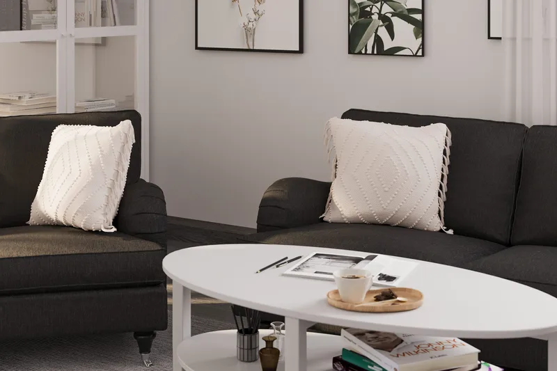 Howard Classic Soffgrupp 2-sits + Liten 2-sits Soffa + Fåtölj + Fotpall i Tyg - Mörkgrå - Möbler - Soffa - Soffgrupp - Howard soffgrupp