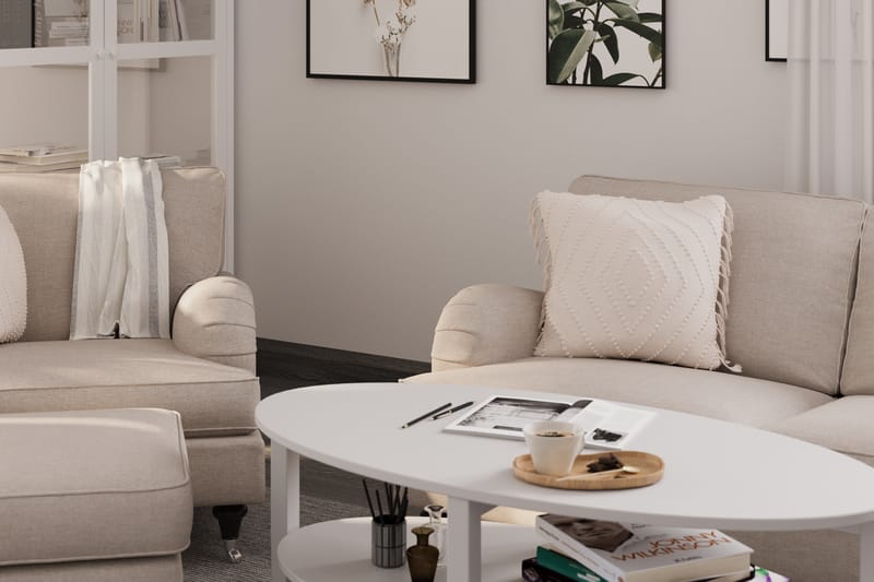 Howard Classic Soffgrupp 2-sits Soffa + Fåtölj + Fotpall i Tyg - Beige - Möbler - Soffa - Soffgrupp - Howard soffgrupp