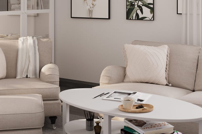 Howard Classic Soffgrupp 2-sits Soffa + Fåtölj + Fotpall i Tyg - Beige - Möbler - Soffa - Soffgrupp - Howard soffgrupp