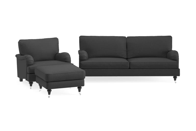 Howard Classic Soffgrupp 3,5-sits+Fåtölj+Fotpall - Mörkgrå - Möbler - Soffa - Soffgrupp - Howard soffgrupp