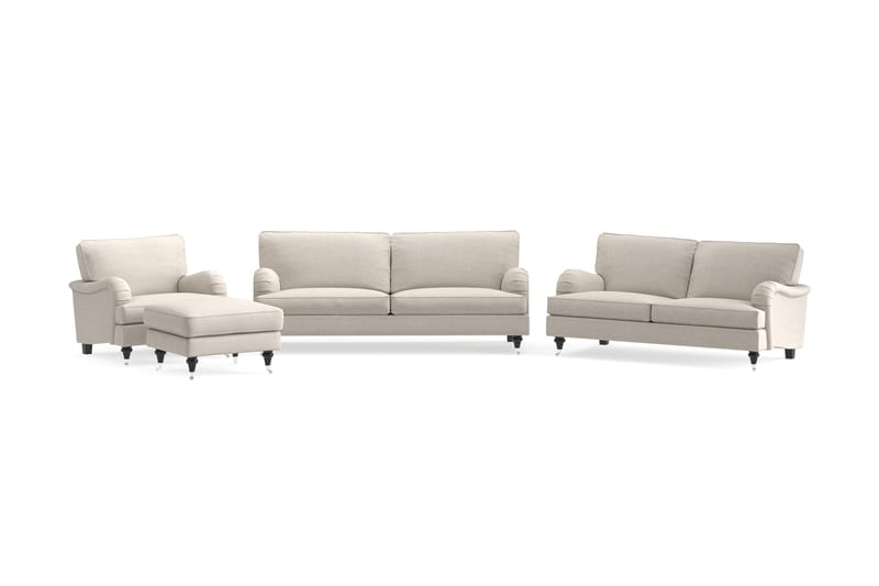 Howard Classic Soffgrupp 3-sits + 2-sits Soffa + Fåtölj + Fotpall i Tyg - Beige - Möbler - Soffa - Soffgrupp - Howard soffgrupp