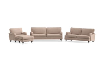 Howard Classic Soffgrupp 3-sits + 2-sits Soffa + Fåtölj + Fotpall i Tyg