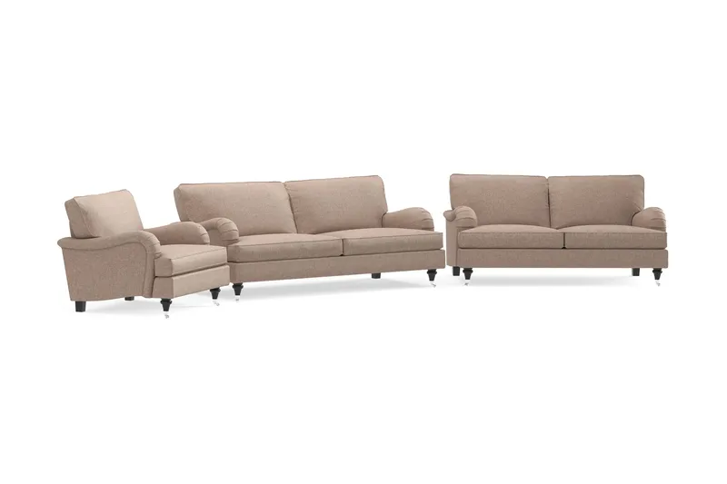 Howard Classic Soffgrupp 3-sits + 2-sits Soffa + Fåtölj i Tyg - Mörkbeige - Möbler - Soffa - Soffgrupp - Howard soffgrupp